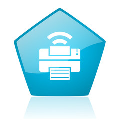 print blue pentagon web glossy icon