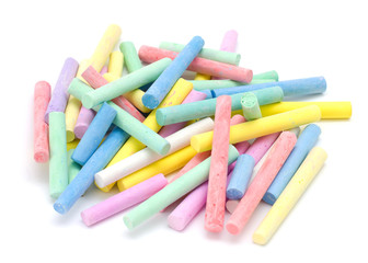 Set of colorful pieces of chalk isolated on white