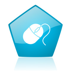 mouse blue pentagon web glossy icon