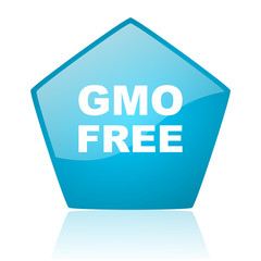 gmo free blue pentagon web glossy icon