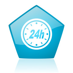 24h blue pentagon web glossy icon