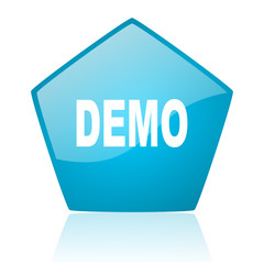 demo blue pentagon web glossy icon