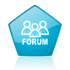 forum blue pentagon web glossy icon