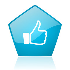 like blue pentagon web glossy icon