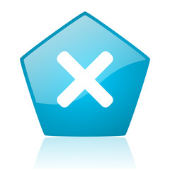 cancel blue pentagon web glossy icon