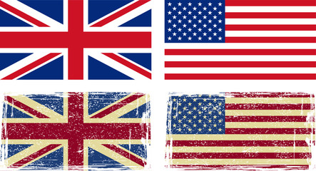 British and American flags. Vector illustration