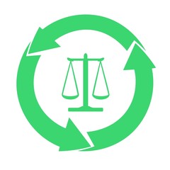 Balance de la Justice dans un symbole recyclage