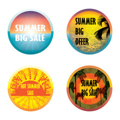 Summer offer stickers set
