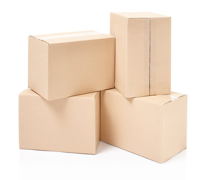 Small cardboard boxes on white, clipping path