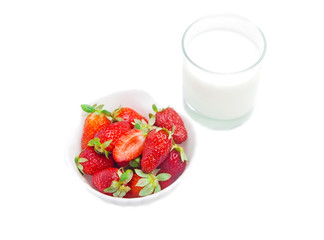 Strawberry with glass of milk