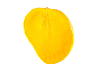 Half sliced mango with white background