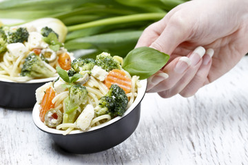 Vegetarian pasta with vegetables