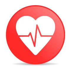 cardiogram red circle web glossy icon