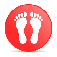 footprint red circle web glossy icon