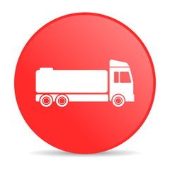 truck red circle web glossy icon