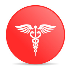 caduceus red circle web glossy icon