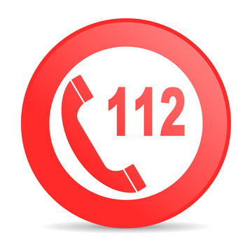 emergency call red circle web glossy icon