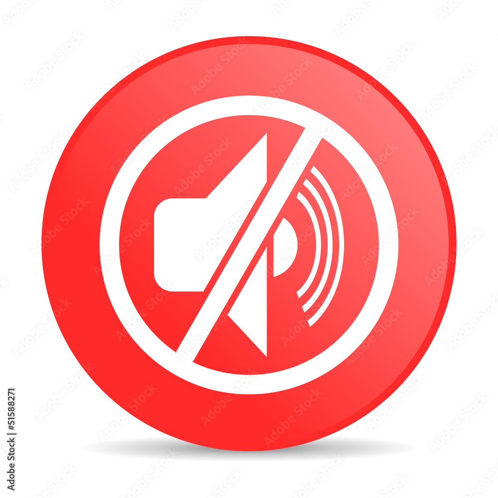 Poster mute red circle web glossy icon