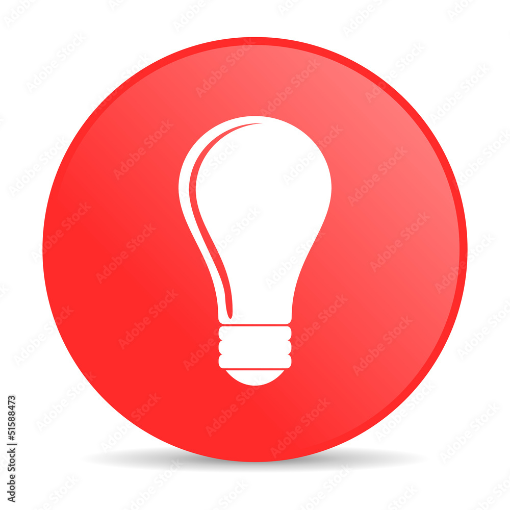 Poster light bulb red circle web glossy icon