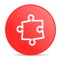 puzzle red circle web glossy icon