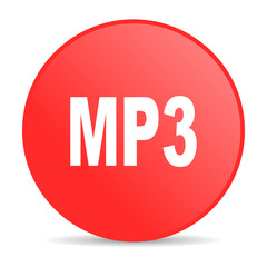 mp3 red circle web glossy icon