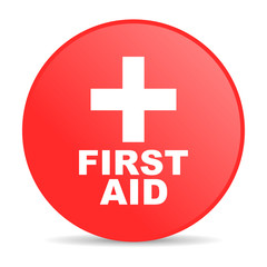 first aid red circle web glossy icon