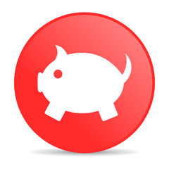 piggy bank red circle web glossy icon