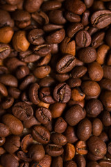 Coffee bean on wooden background