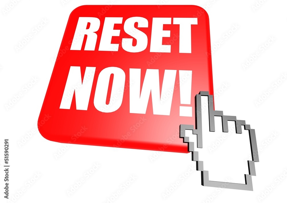 Aufkleber reset now button with cursor