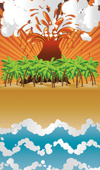 Fototapeta na wymiar Cartoon volcano island