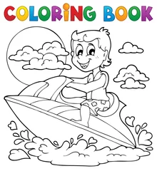 Printed roller blinds DIY Coloring book water sport theme 2