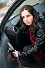 Fototapeta na wymiar Car driver woman