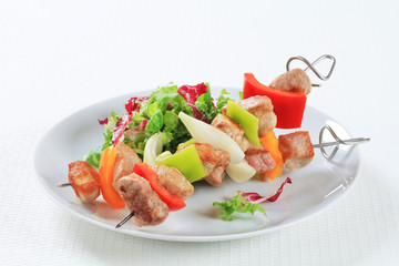 Chicken and pork skewers