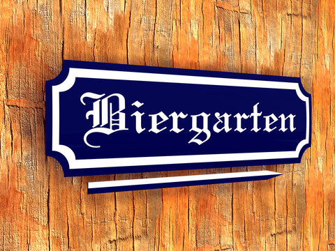 Hinweisschild Biergarten