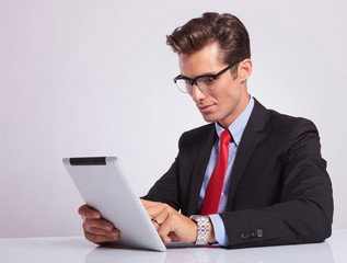 business man on a tablet