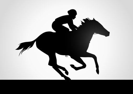 Silhouette illustration of jockeys in horse race