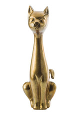 Brass figure of the metalic cat over the white