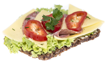 Salami Sandwich (isolated on white)