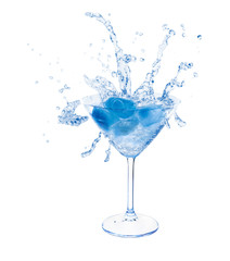 Splashes in martini glass.
