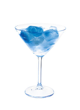 Blue ice in martini glass.