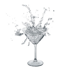 Clear splashes in martini glass.