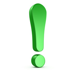 Green exclamation mark , isolated on white