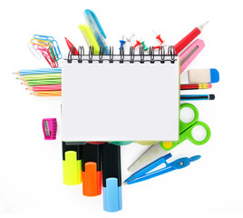 School stationery isolated over white