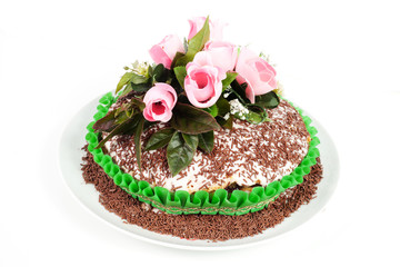 chocolate cake with rose