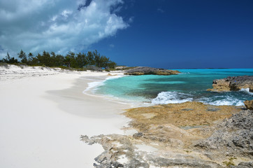 A desert beach of Little Exuma, Bahamas