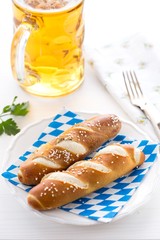 Oktoberfest lye rolls and beer
