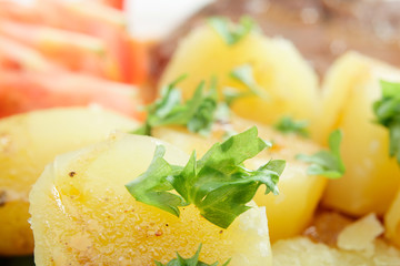 Closeup of Boiled potatoes