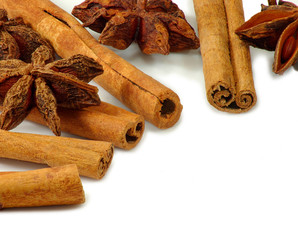 spices on a white background