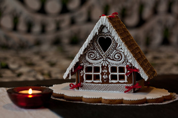 Decorated gingerbread house, Christmas tradition in Slovakia
