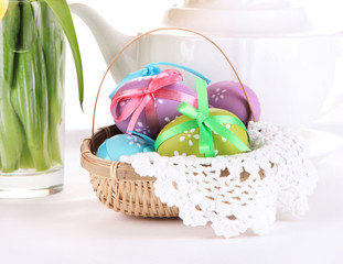 Place setting for Easter isolated on white